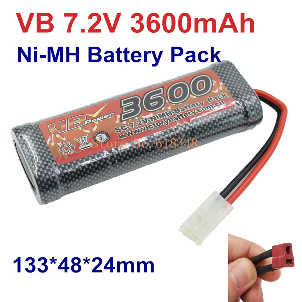 Vhbw Batteria NiMH 3600mAh 7,2V Con T-Plug Femmina Per Modellismo RC - Ricambio Ad Alta Potenza