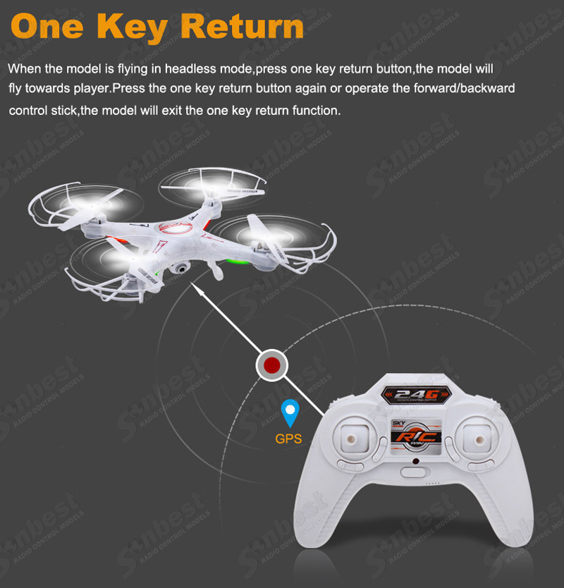 White color Headfree Quadcopter X5C upgrade version helicopter with 2MP 1280x720dpi HD camera One-key-return RC camera drone - Image 3